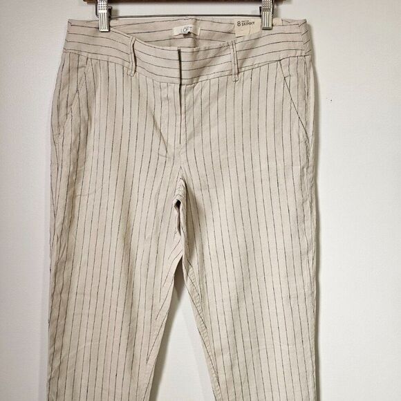 NWT LOFT MARISA LINEN BLEND STRIPED SOFT PANTS SIZE 8 WOMENS - Picture 3 of 15